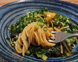 ワンパンレシピ⭐釜玉風ねぎパスタ作り方7写真
