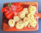 人参とサバ缶のトマト煮込みスパゲッティ作り方4写真