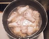 手羽元とほうれん草のかき玉春雨スープ作り方1写真
