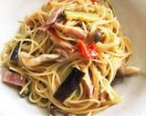 なすしめじベーコントマトの和風パスタ作り方31写真