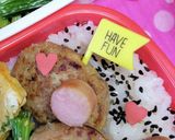 キャラ弁☆ハンバーグで簡単クマさん弁当☆作り方5写真