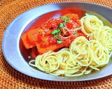 人参とサバ缶のトマト煮込みスパゲッティ作り方7写真