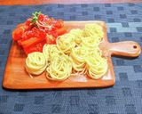 人参とサバ缶のトマト煮込みスパゲッティ作り方5写真
