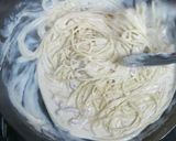 簡単やみつき！イカの塩辛のクリームパスタ作り方7写真