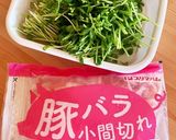 豚こまと豆苗たまごのふんわりニンニク炒め作り方1写真