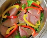 鰤と彩り野菜の重ね蒸し作り方5写真