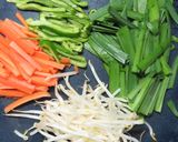 時短簡単☆千切り蒸し野菜のごま油和え作り方1写真
