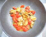 鶏もも肉のカレー炒めトマト合わせパスタ作り方4写真