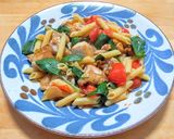 鶏もも肉のカレー炒めトマト合わせパスタ作り方7写真