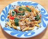 鶏もも肉のカレー炒めトマト合わせパスタ作り方8写真