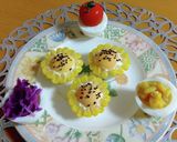 ＊ゆで卵とコーンでお花＊ヒマワリ風＊作り方9写真