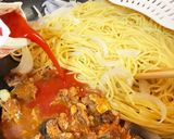 鯖缶とトマトのずぼらパスタ作り方3写真