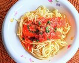 人参とサバ缶のトマト煮込みスパゲッティ作り方8写真