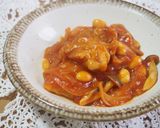 トマトジュースで濃厚！もも肉と大豆の煮物作り方6写真