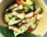 根菜茄子肉無し甘辛炒め味温野菜サラダ作り方13写真