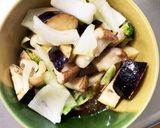 根菜茄子肉無し甘辛炒め味温野菜サラダ作り方14写真