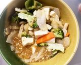 レンジ肉無豆腐オニオン甘辛炒め味野菜炒め作り方15写真