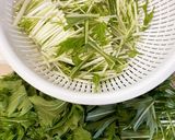 水菜とアーモンドの塩昆布和え作り方1写真