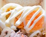 簡単豚野菜炒め茹で卵うさぎおにぎり弁当作り方1写真