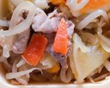 簡単豚野菜炒め茹で卵うさぎおにぎり弁当作り方2写真