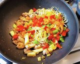タケノコと鶏肉のカラフルパスタ作り方7写真
