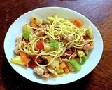 タケノコと鶏肉のカラフルパスタ作り方9写真