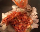 調味料不要!豚キムチ卵とじ+追い黄身作り方2写真