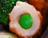 簡単焼き鯖温野菜枝豆竹輪日の丸ご飯弁当作り方3写真