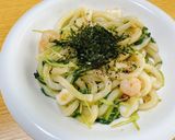 超簡単！水菜と梅のペペロンチーノうどん作り方6写真