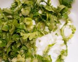 簡単♪セロリの葉と新玉ねぎのハンバーグ作り方1写真