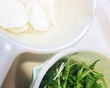 水菜と新玉ねぎと豚肉のほっこりお味噌汁作り方1写真