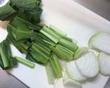 小松菜と豚肉の和風パスタ作り方1写真