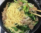 小松菜と豚肉の和風パスタ作り方8写真
