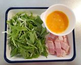 水菜とベーコンのふわたま中華スープ作り方1写真
