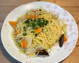 ワンパン。磯の香り野菜たっぷり和風パスタ作り方5写真