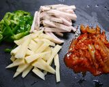 レンジで簡単!筍とロースト豚キムチ作り方1写真