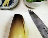 茹でたて筍で☆姫皮のおさしみ♪黄身酢あん作り方3写真