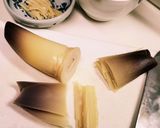 茹でたて筍で☆姫皮のおさしみ♪黄身酢あん作り方5写真