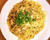 鶏ささみとのり佃煮の和風パスタ作り方4写真