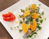 鯵の酢じめ（小肌）とオレンジのサラダ作り方5写真