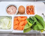 ツナとチンゲン菜のスープをキムチ仕立てで作り方1写真