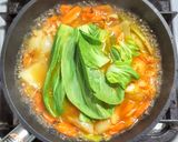 ツナとチンゲン菜のスープをキムチ仕立てで作り方5写真