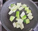 青梗菜とシメジのカルボナーラ丼☆作り方3写真