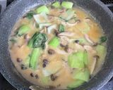 青梗菜とシメジのカルボナーラ丼☆作り方6写真