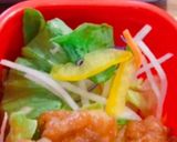 簡単細うどんイカ天海老焼売野菜サラダ弁当作り方3写真
