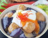 超簡単！肉団子となすの甘酢あんかけ丼作り方6写真