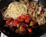ヨウサマの減塩先斗入ル風金平＆茄子パスタ作り方5写真