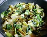 大根，ちんげん菜，わかめの茎の中華煮込み作り方4写真