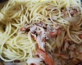 サバ缶と新玉ねぎのパスタ(カニかま入り)作り方6写真
