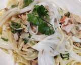 サバ缶と新玉ねぎのパスタ(カニかま入り)作り方8写真